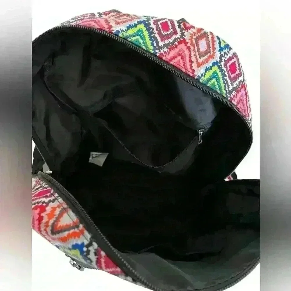 GO! SAC Backpack Colorful Geometric Side Pockets Black Straps